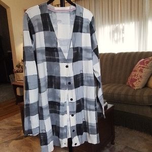 NEW / ISAAC MIZRAHI WATERCOLOR BLOCK PRINT SWEATER / 3X